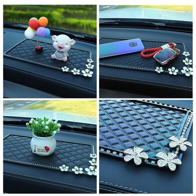 Car Anti-slip Mats High-temperature Car Ornaments Placemats Anti-slip Mats Diamond Center Style Mats Car Large Console X2D0