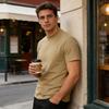 Herren Schlankes T-Shirt Rundhals Kurzarm Sommer T-Shirt Lässig Einfarbiges T-Shirt für Fitnessstudio Straße Strandbekleidung