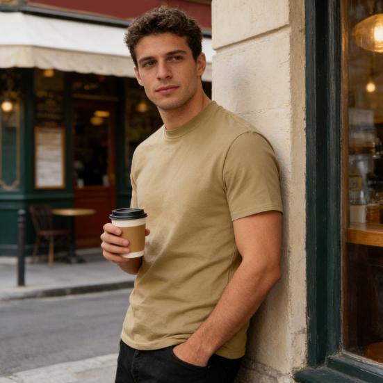 Herren Schlankes T-Shirt Rundhals Kurzarm Sommer T-Shirt Lässig Einfarbiges T-Shirt für Fitnessstudio Straße Strandbekleidung