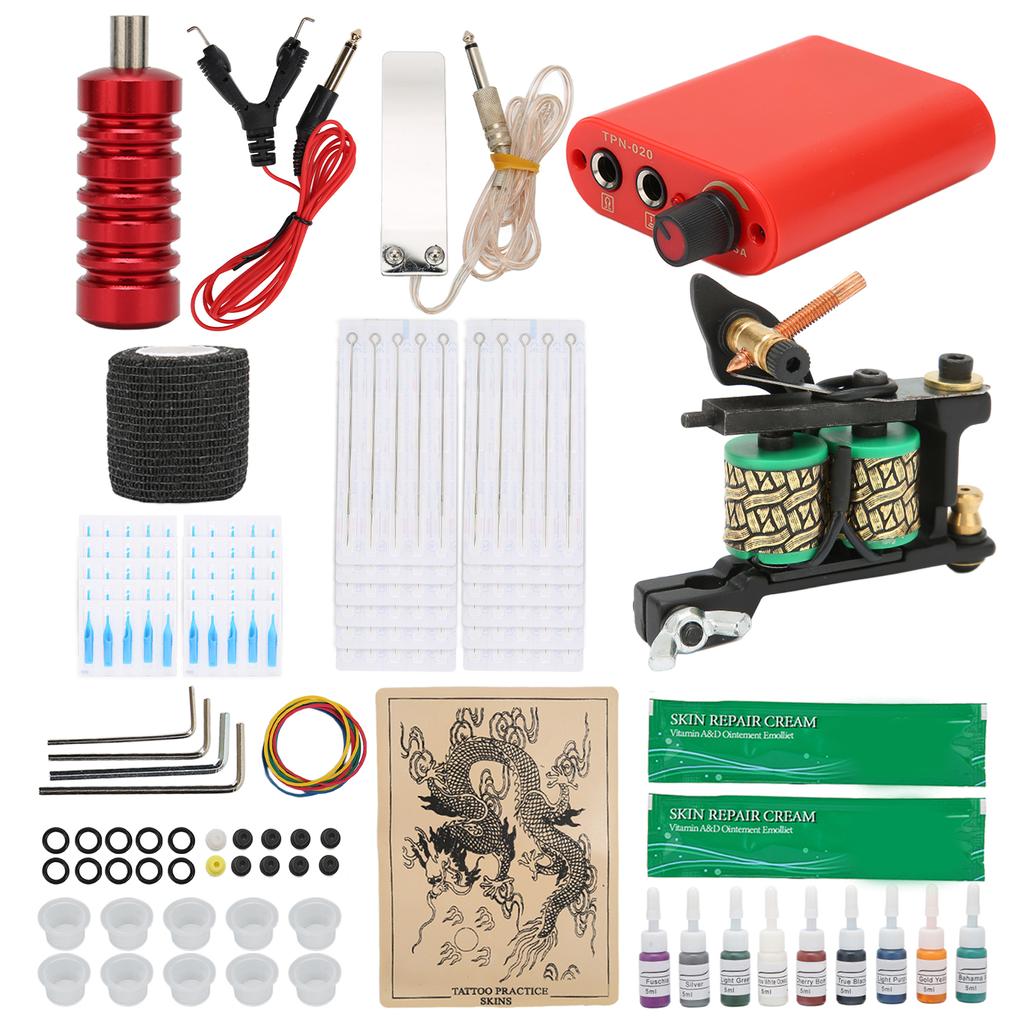 Professional Tattoo 8 Wrap Coil Machine Kit Tattoo Power Supply for Tattoo Artists Beginners