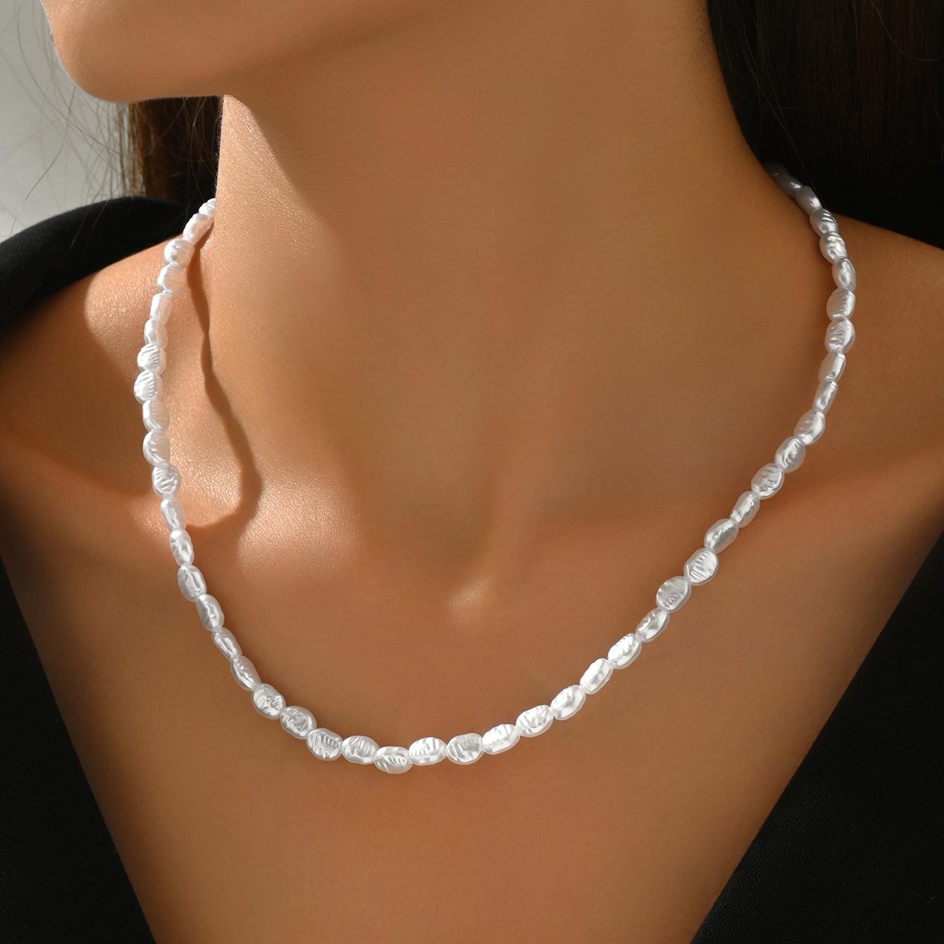 

Женское длинное ожерелье Геометрический плетеный дизайн Барочный жемчуг Цепочка для ключицы Универсальное украшение SF119.