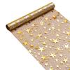 Glittering Star Shape Gold Foil Table Runner Polyester Fabric for Festival Dining Room Decoration and Event Styling