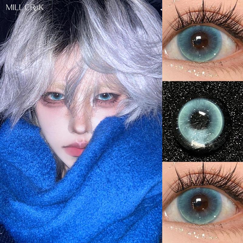 Mill Creek Renkli Kontakt Lens 14.5MM Anti UV Barbie Mavi/Yeşil/Kahverengi Kontakt Lens Yumuşak ve Rahat 1 Yıllık Kullanım