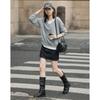 Demana Women's Color Block Faux Two-Piece Spliced Round Neck Sweatshirt