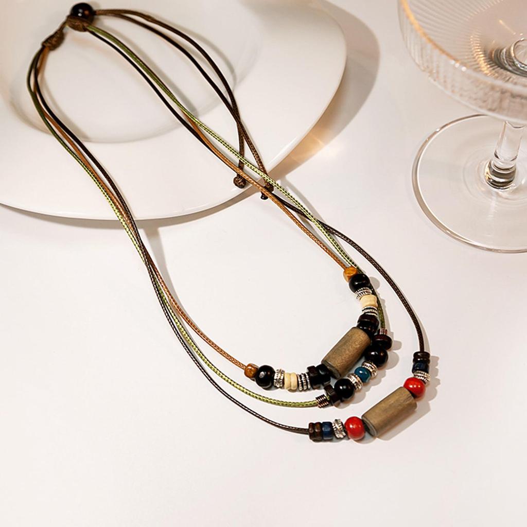 Collier chaîne personnalité perles multiples couches bohème rétro Style ethnique pull tressé collier bijoux accessoire