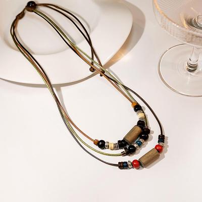 Necklace Chain Personality Multiple Layer Beads Bohemian Retro Ethnic Style Sweater Braided Necklace Jewelry Accessory