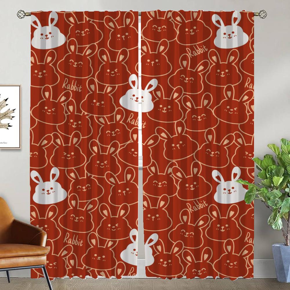 Modern Living Room Curtains for Camera Rabbit Tulle for Bedroom Shades Window Curtain Blackout Curtains 2 Pieces Partition Child