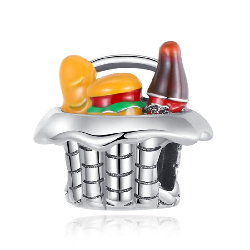 925 Silver Food Series Charms Beads Coffee Cup Bread Cake Ice Cream Pendant Fit Bracelet Necklace Women DIY Fine Gifts