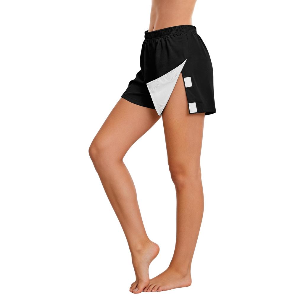 Women Post Surgery Recovery Shorts Side Velcro Closure Easy Open Close No Pocket Medical Care Elastic Waistband Comfortable Fit