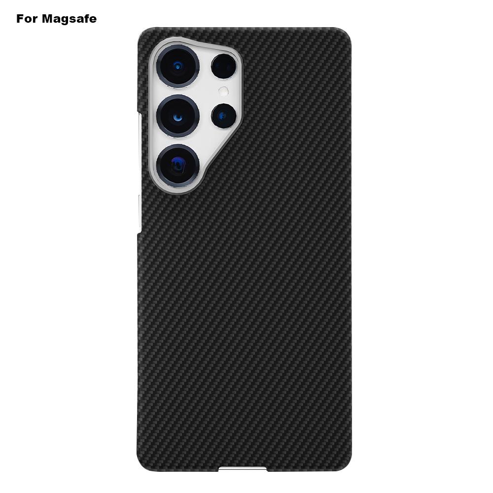 

For Samsung Galaxy S25 Ultra Magnetic Case 600D Fine Carbon Fiber Texture Hard PC Phone Back Cove Type A