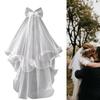 Wedding Veil with Metal Comb Wedding Hair Accessories for Flower Girl 2 Tier Longest Tulle 28" Embellished with Bow