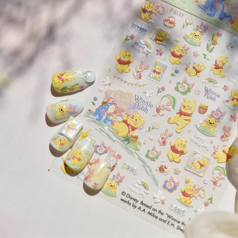 5D Disney Nail Stickers Manicure Accessories Cute Winnie The Pooh for Beautiful Girls Waterproof Nail Decorations