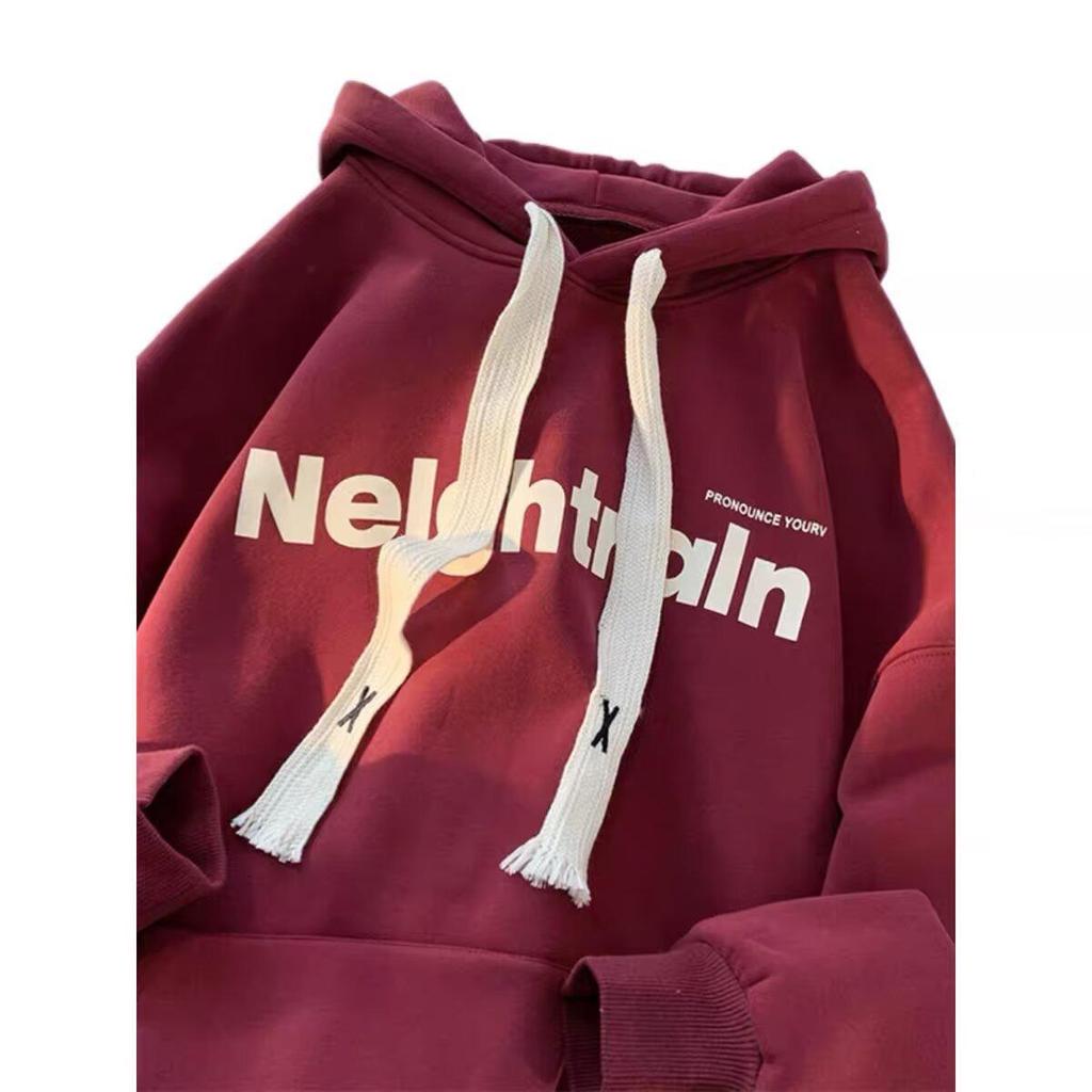 Unisex Loose Fit Thickened Velvet Hoodie with Logo Print for Autumn/Winter 2025