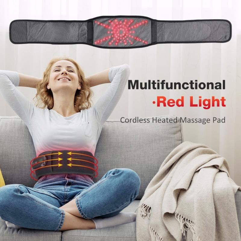 Heated Lumbar Support Belt Heating Pad for Back Pains Relief with Vibrating Massage Rechargeable Battery Comfortable Fit