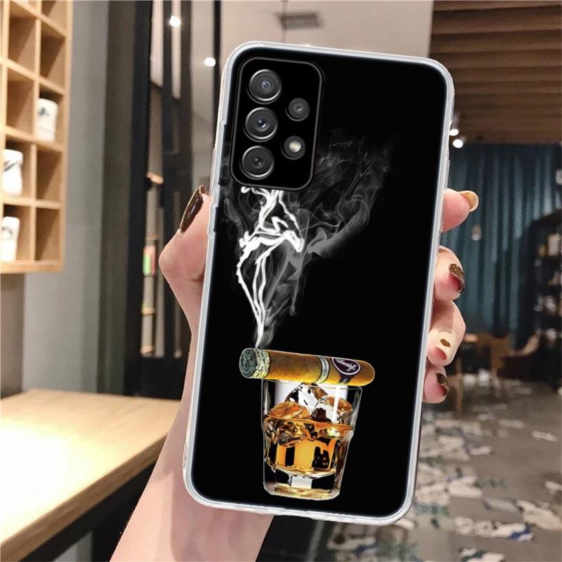 Cigar Whiskey Ice Drink Soft Phone Case For Samsung Galaxy A17 A16 A15 A14 A13 A56 A55 A54 A53 A36 A35 A34 A33 A26 A25 A24 A23 A