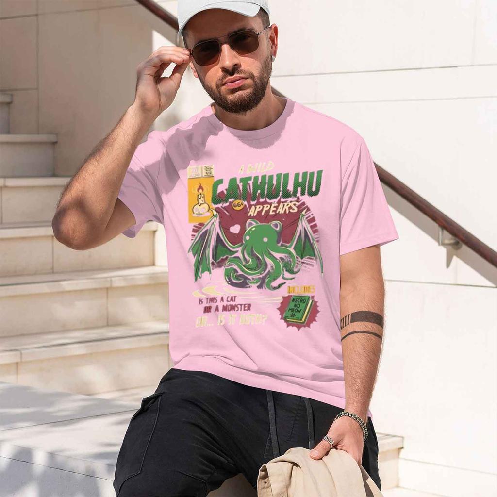Retro Com Style Unisexs Tshirt Cthulhu Appears Pattern Summer Casual Wear For Horror Fans And Geek Gift 2026 New Model Shortslee