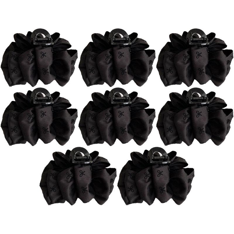 New Temperament Bow Hair Clip Women's Black Satin Shark Clip Fashion Hair Accessories