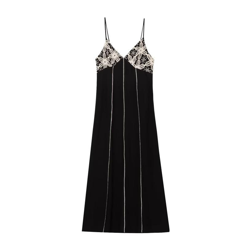 

European American Women s Clothing Summer Fashionable Embroidered Suspender Tube Top Dress M чёрный