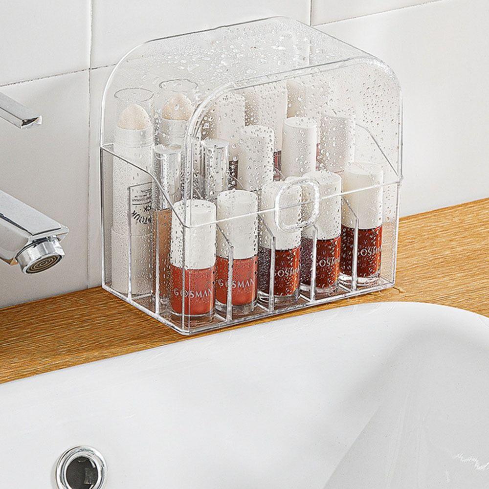 Clear Makeup Storage Box With Lid Transparent Lip Gloss Container  Household