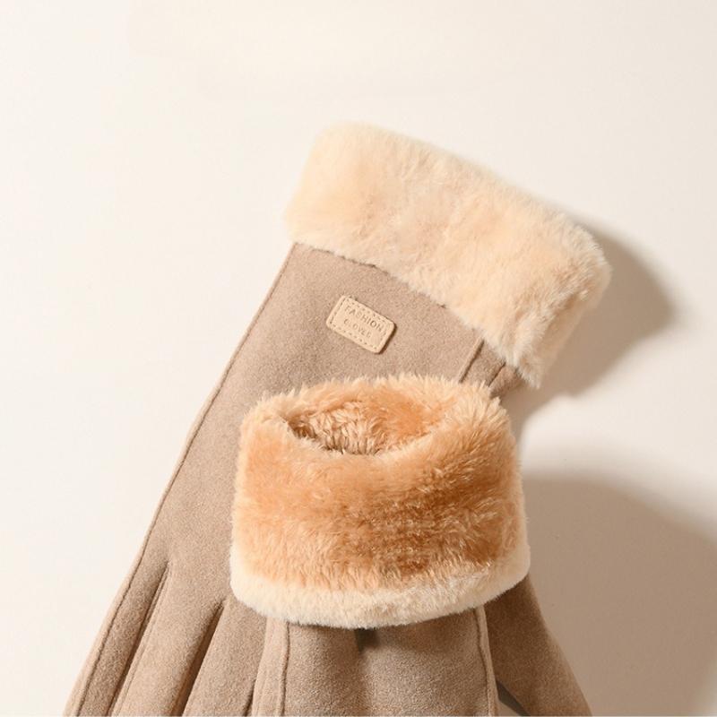 Dámské prstové rukavice s dotykovým displejem Móda Podzim Zima Teplý Tenký kašmír Jednobarevný Cyklistický pohon Elegantní rukavice odolné proti větru