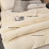 Thick Ribbed Faux Rabbit Fur Velvet Flannel Blanket - Autumn/Winter