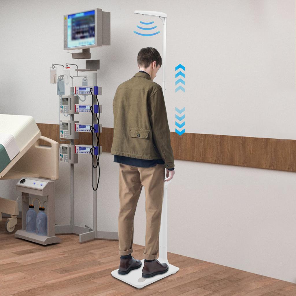 Ultrasonic Height Body Fat ABS Analyzer,100-240V White Physician Medical Body Weight Scale Floor Standing for Homes,Gyms