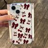 Minimalist Bow Cherry Phone Case For iPhone 17 17Air 16 15 14 13 12 11 Pro Max 16 Plus Matte Shockproof Soft Cover Funda