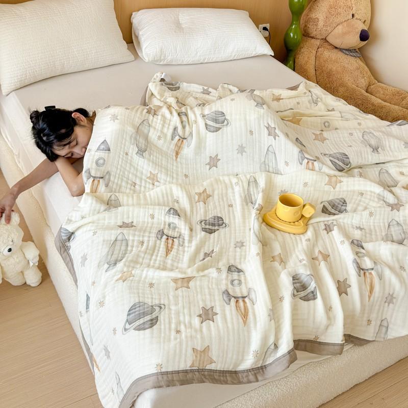 100% Cotton Blanket Breathable Towel for Kids Blankets Skin-friendly Plaid Nap Blankets Super Soft Bedsheet Travel Shawl