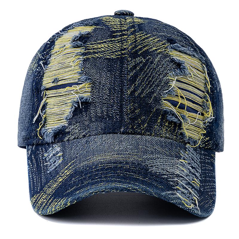 New Style Unisex Cap Tear Style Hole Vintage Starry Sky Pattern Baseball Caps Man Women Casual Outdoor Streetwear Denim Hat