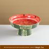Hand-Painted Watermelon Design Large Ceramic Noodle Bowl with Underglaze Snails Pattern - Fresh, Deep & Stylish.