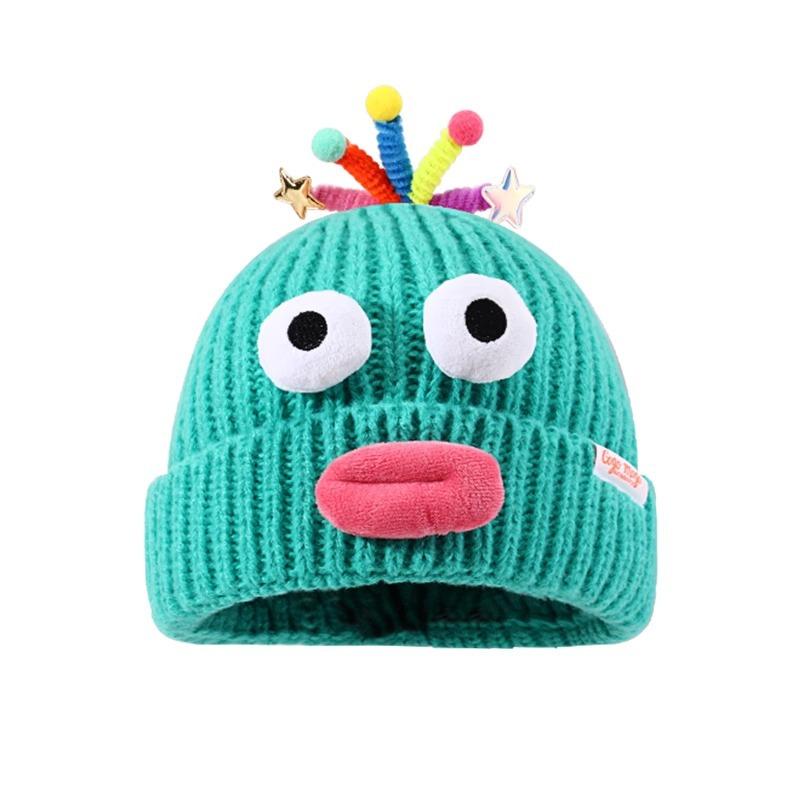 Hat Girl Ugly Cute Funny Cartoon Sausage Mouth Wool Hat Winter Warm Cute Big Head Knit Ear Protection Hat Trend