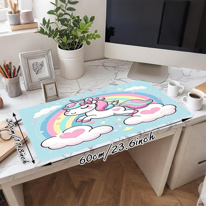 1PC Unicorn Rainbow Oversized Mouse Pad - Non-Slip Rubber Base Perfect for Office School Esports Home Decor Desk Mat 253A