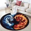 Yin Yang Tiger Round Area Rug,Carpet Rug for Living Room Bedroom Sofa Playroom Decor,Non-slip Floor Mat