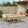 Vidaxl 9-Cz. Garden Furniture Set With Cushions, Beige, Poly Rattan