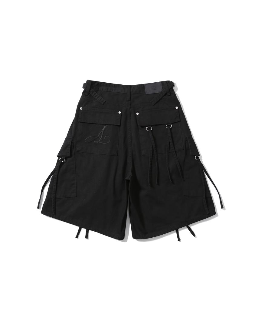 Eonibeu Cargo Wide Bermuda Pants Black