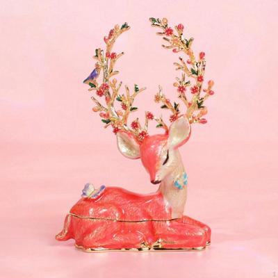 Elk Trinket Box Enameled Jewelry Decoration Good Creative Animal Figurine Decorative