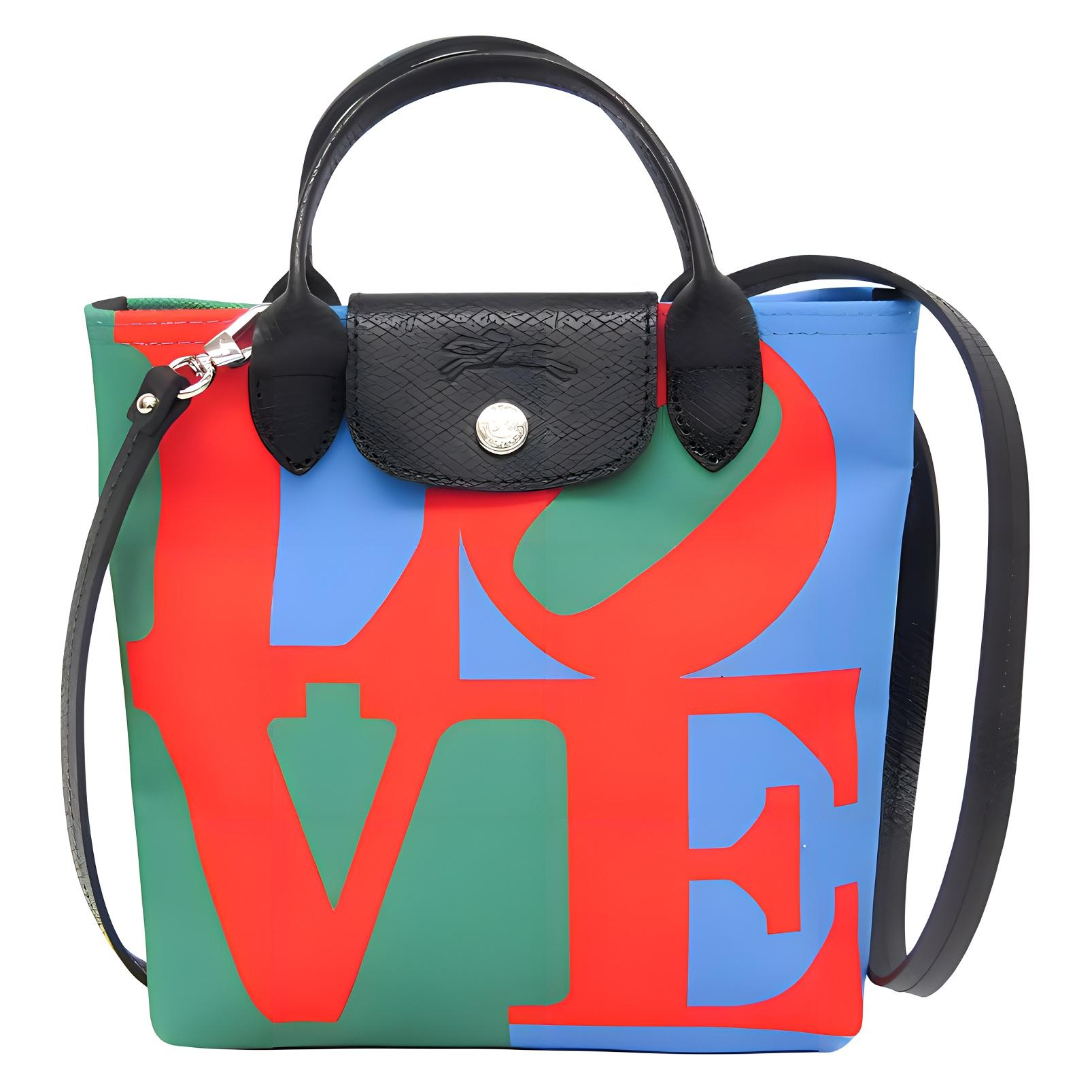 Сумка Longchamp X Robert Indiana Серия Indiana Застежка-кнопка Love Холст и Кожа Наплечная Сумка-кроссбоди Женские сумки 10227BBA545 Basic Set (Bag)