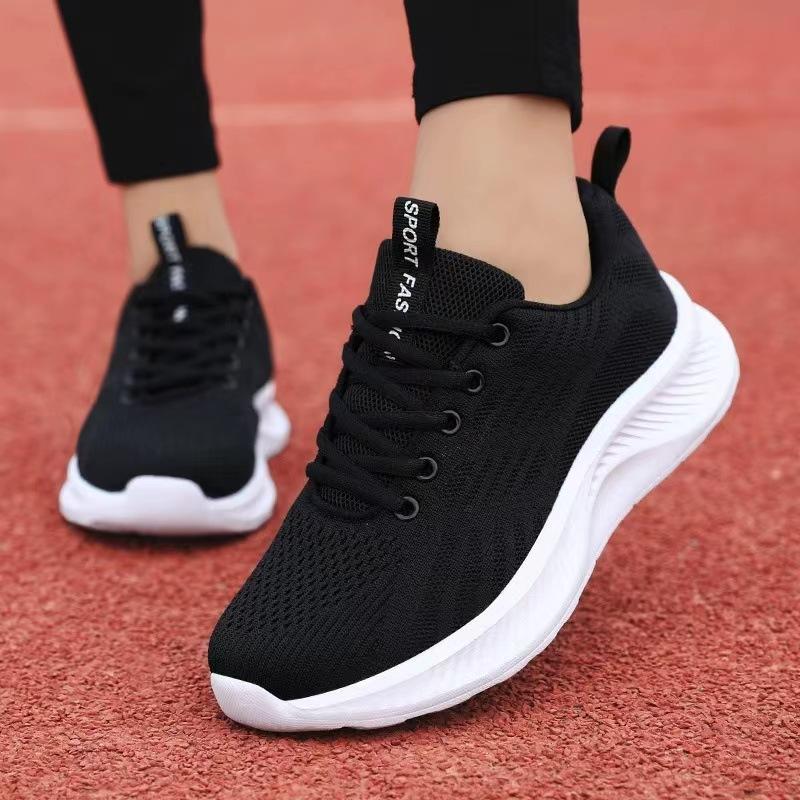 Women’s Breathable Knit Lightweight Running Sneakers Lace Up Non Slip Cushioned Casual Walking Shoes