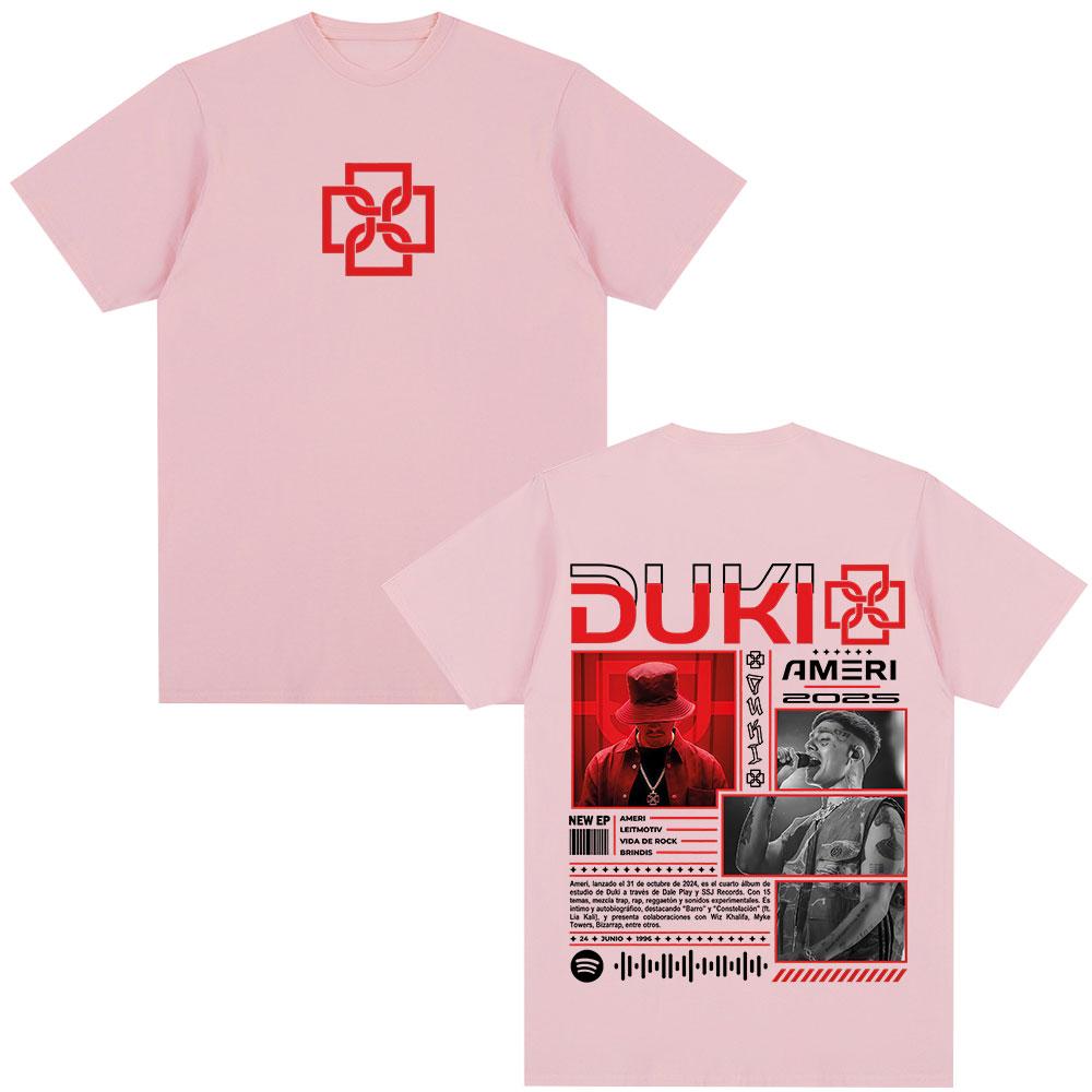 Rapper Duki Ameri World Tour 2025 Merch T Shirts Unisexs Women Fashion Hip Hop Vintage Tshirt Cotton Casual Short Sleeve Tshirts