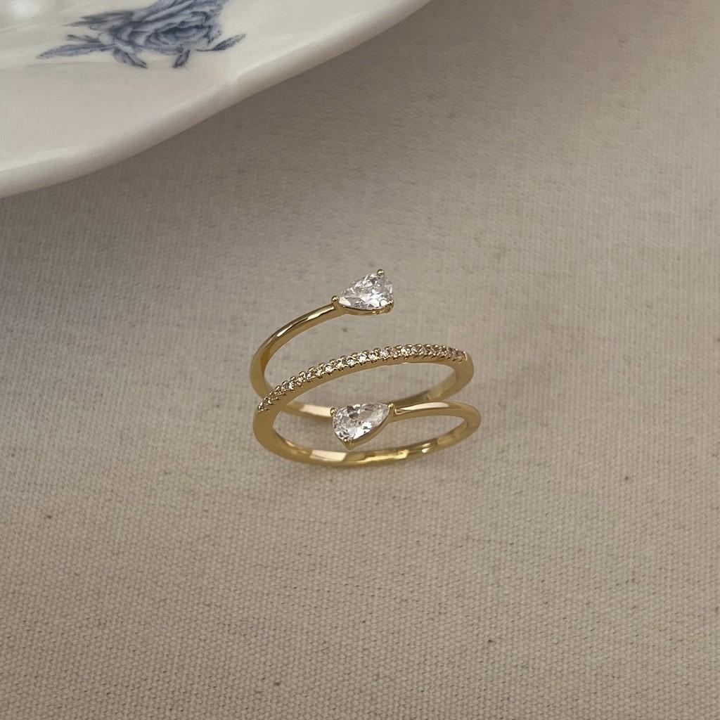 Captivating Iris French Violet Enamel Drop Ring With Brilliant Zircon For Women