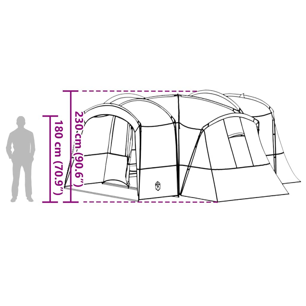 Family Tent for 12 Persons Green and White 760 x 645 x 230 cm