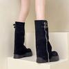 Retro Versatile Sleeve Thick Heel Thick Sole Women's Boots Autumn and Winter Europe and the United States Neutral Simple Fashion Boots Tide