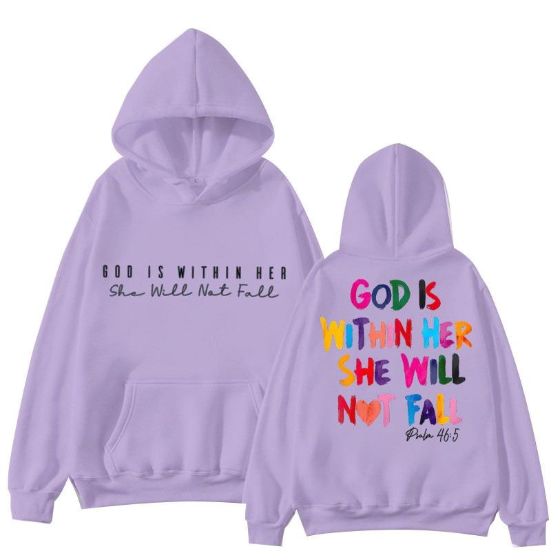 Letter Print Hooded Sweatshirts Women'S Basi