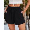 High-Waist Solid Color Loose Casual Fashion Shorts for Women