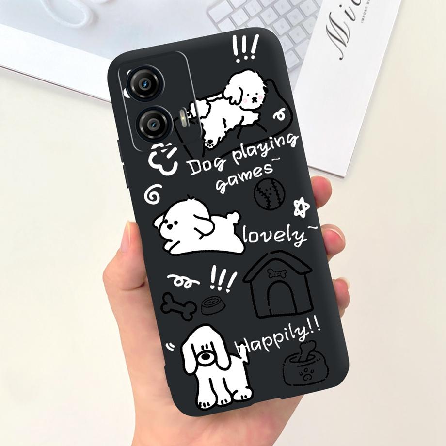 For Motorola Moto G73 5G Phone Case Black Soft Silicone Anti-knock Cover For MotorolaG73 G 73 Capa Panda Rabbit Cat Luxury Capa