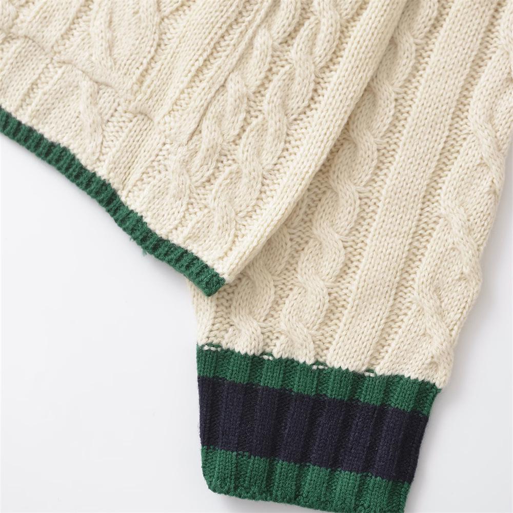 Women's PB&ZA 2024 Autumn/Winter Cable Knit V-Neck Cardigan