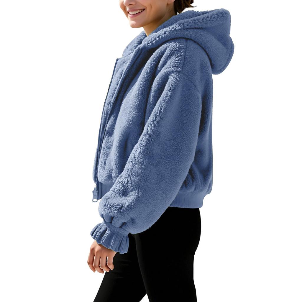 Women's Long-sleeved Hooded Winter Warm Plush Jacket