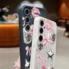 Leather Texture TPU Phone Case For Samsung Galaxy S26 S25 S24 S23 Ultra S24 S25 FE S22 Plus Cherry Bowknot Pattern Back Cover
