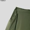 INCERUN Men Elastic Waist Splicing Casual Long Drop-crotch Pants Trousers