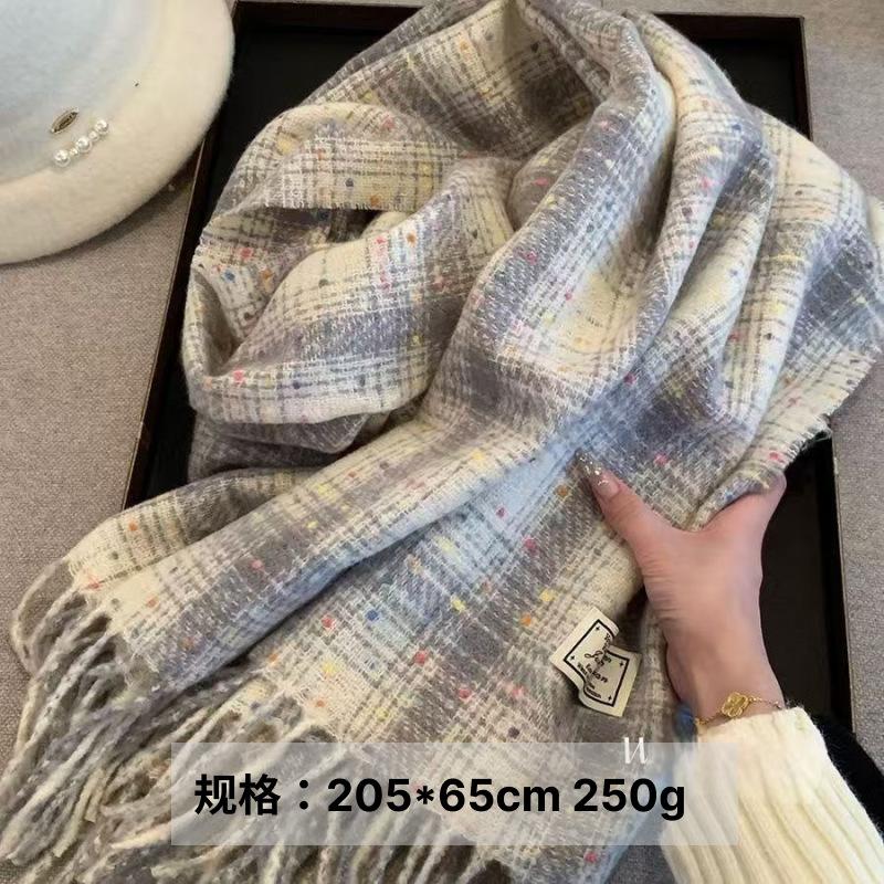 65 * 200cm Autumn And Winter New Women'S Versatile Simple Large Tassel Imitation Cashmere Double Sided Scarf For Warmth And Atmosphere, Shawl